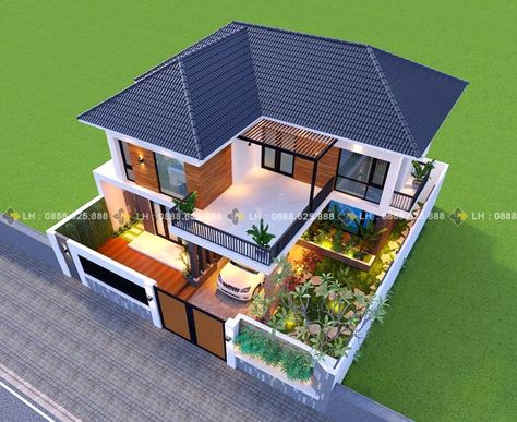 Stunning Three-bedroom Contemporary Villa with a Classic Touch - Cool House Concepts Two Story House Design, 2 Storey House Design, Pelan Rumah, Eksterior Modern, Two Story House, Modern Small House Design, Best Modern House Design, Classic Villa, Contemporary Villa