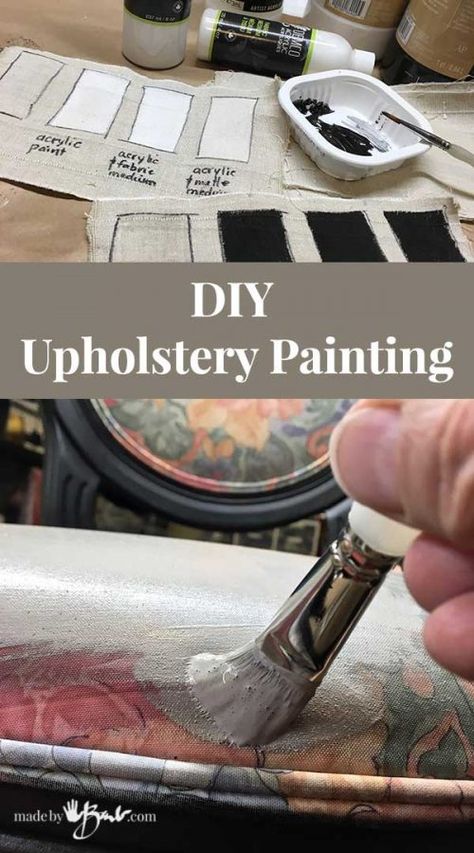 Painting Fabric Chairs Upholstery, Fabric Paint Chair Upholstery, Upholstery Painting Diy Fabric Chairs, Painting Apolstry Chairs, Paint Couch, Painting A Sofa With Fabric Paint, Chalk Painting Fabric Upholstery, Upholstery Painting, Painting Fabric With Chalk Paint Upholstery