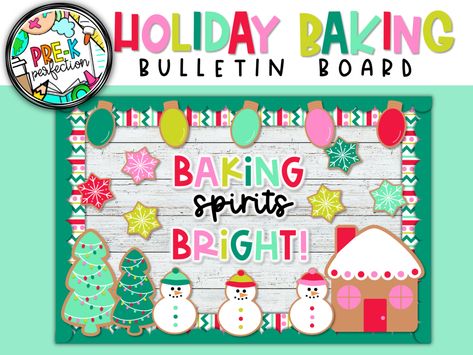 This Christmas Cookie bulletin board is perfect for all winter and holiday long! Your student will love seeing their names on these colorful cookies! You are sure to have the cutest bulletin board in school! INCLUDED: Bulletin border Holiday Cookies Banners BAKING SPIRITS BRIGHT! - letters MERRY CHRISTMAS! - letters HAPPY HOLIDAYS- letters **Please note that this is a DIGITAL DOWNLOAD. No physical item will be shipped to you. Once you complete your purchase you will be able to download the PDF containing this product! Terms of Use: This product is for personal or single classroom use. It cannot be re-sold or claimed as your own. Thank you! Thank you for visiting my store! Cookie Bulletin Board, Holiday Classroom Decorations, December Bulletin Boards, Colorful Cookies, Holiday Bulletin Boards, Classroom Christmas Decorations, Bulletin Boards Theme, Baking Spirits Bright, Art Bulletin Boards