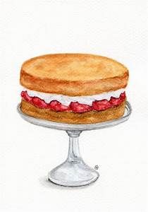 Victoria Sponge..Kind of! Rich Tea Biscuits, Desserts Drawing, Dessert Illustration, Cake Drawing, Victoria Sponge Cake, Cake Illustration, Art Still Life, Watercolor Cake, Tea Biscuits