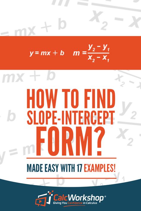 Slope-Intercept Form - EXCELLENT video lesson with 17 Example Problems.  Learn how to identify the slope and y-intercept from an equation, write an equation in slope-intercept form, graph a line using the slope and y-intercept, and how to change an equation from slope intercept to standard form.  #calcworkshop Maths Functions, Test Notes, Algebra Notes, Linear Programming, Graphing Linear Equations, Slope Intercept Form, College Algebra, Linear Function, Systems Of Equations