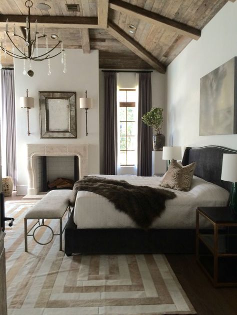 Modern Rustic Bedrooms, Farmhouse Style Bedrooms, Modern Farmhouse Bedroom, Decor Ikea, Farmhouse Bedroom Decor, Rustic Bedroom, Remodel Bedroom, Beautiful Bedrooms, Benjamin Moore