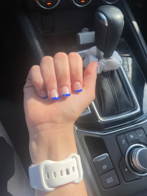 Royal Blue French Tip Nails, Salon Blue, Blue French Tip, Royal Blue Nails, Blue French Tips, Royal Blue Shorts, French Tip Acrylic Nails, Blue French, Nail Inspiration