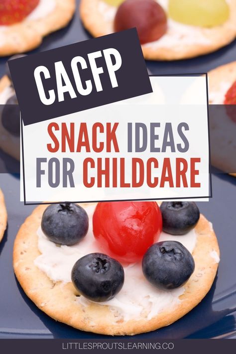 Do you need help with great snack ideas for your childcare program for the new CACFP childcare requirements? The choices are unlimited, but here are some suggestions you can use to spark your creativity and make your snack planning easy. #CACFP #daycaresnacks #childcaresnacks Infant Snacks For Daycare, Childcare Snack Ideas, Cacfp Snack Ideas, Easy Daycare Snack Ideas, Daycare Snack Menu Ideas, Easy Daycare Meals, Cacfp Lunch Ideas, Cacfp Approved Meals, Snack For Preschoolers