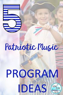 5 Patriotic Music Program Ideas - I’m pretty patriotic and I love to have my students sing songs about America. That’s why I’ve come up with Five Patriotic Music Program Ideas you can easily put together for your school. Memorial Day, Veteran’s Day, and President’s Day are great opportunities to pay respect, honor and celebrate our American heritage through music. #singplaycreate #musicclass #elementarymusiceducation #musiceducation #patrioticmusicprogramideas #elementarymusicclass Veterans Day Songs, Music Program Ideas, Choir Songs, Classroom Elementary, Patriotic Kids, Music Class Activities, Elementary Music Class, Kindergarten Songs, Elementary Music Education