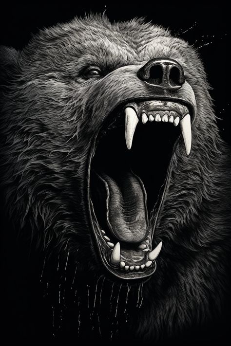 Grizzly Bear Art, Grizzly Bear Tattoos, Cute Tattoo Ideas, Gothic Drawings, Bear Sketch, Bear Tattoo Designs, Wild Bear, Angry Bear, Dragon Wallpaper Iphone