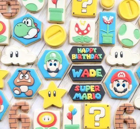 Super Mario Cookies, Mario Cookies, Mario Brother, Mario Bros Party, Mario Birthday Party, Mario Birthday, Mario Bros., Mario Party, Decoration Inspiration