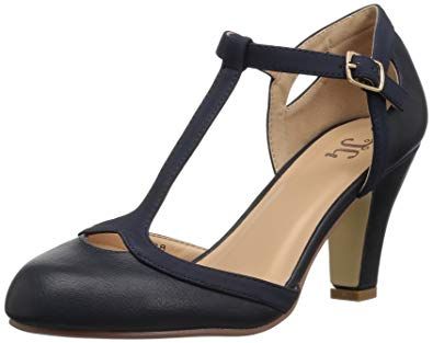 Brinley Co. Womens Cut Out Round Toe T-Strap Two-Tone Matte Mary Jane Pumps Navy, 7 Wide Width US Navy Heels, Heels Classy, Low Heel Shoes, Mary Jane Pumps, Journee Collection, Cute Fits, Navy Women, T Strap, Low Heels