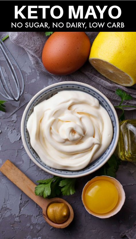 Homemade keto mayo is the BEST low carb mayonnaise recipe made with just 4 ingredients- No sugar, no dairy, and ready in 2 minutes! Homemade Keto Mayonnaise Recipe, Homemade Mayonaise Keto, Banting Mayonnaise Recipe, Low Carb Mayonnaise Recipe, Healthy Homemade Mayonnaise Recipe, Carnivore Mayonnaise Recipe, Fat Free Mayonnaise Recipe, Carnivore Mayo Recipe, Light Mayonnaise Recipe