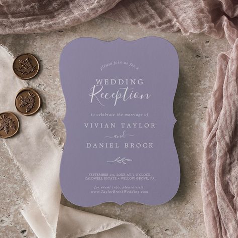 Lavender Wedding Reception, Reception Greenery, Rustic Elopement, Plum Purple Wedding, Whimsical Minimalist, Purple Wedding Reception, Minimalist Leaves, Modern Bridal Shower Invitations, Burgundy And Blush Wedding