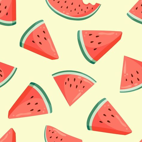 Textile Packaging, Scrapbook Wallpaper, Fruit Background, Juicy Watermelon, Flat Vector Illustration, Baby Fabric, Watermelon Slices, Flat Vector, Business Card Maker