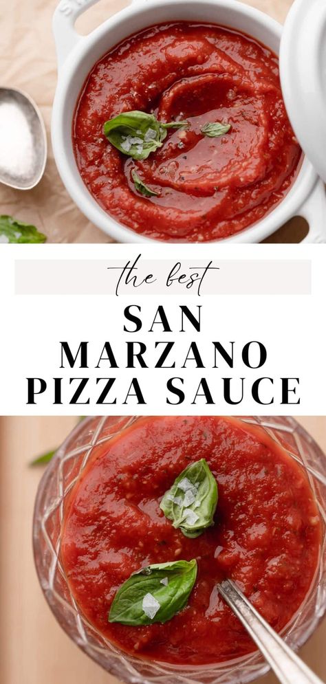 This homemade San Marzano pizza sauce is the best and will make any pizza taste restaurant-worthy in 30 minutes with just 5 ingredients. Use this fresh sauce as the base for your favorite pizza or as a dip for warm focaccia to elevate your next Italian night! San Marzano Pizza Sauce, Pizza Sauce Recipes, Low Carb Pizza Sauce, Casserole Pizza, Pizza Oven Recipes, Authentic Italian Pizza, Vegetarian Italian, Pizza Sauce Recipe, Chicken Appetizers