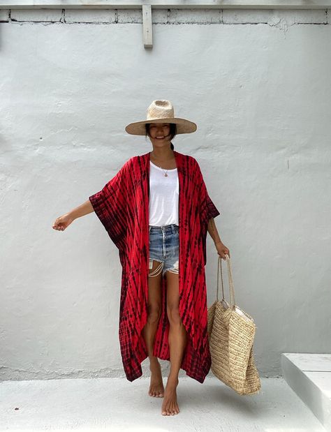 Beach Wardrobe, Coverup Swimsuit, Red Kimono, Beach Tunic, Beach Kimono, Blue Kimono, Black Kimono, Beach Wear Outfits, Beach Cover Ups