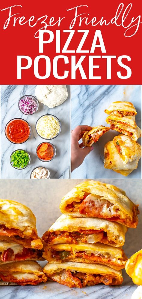 Pizza Pockets Recipe, Freezer Lunches, Homemade Pizza Pockets, Pizza Pockets, Freezable Meals, Freezer Friendly Meals, Pizza Snacks, Easy Homemade Pizza, Freezer Meal Prep