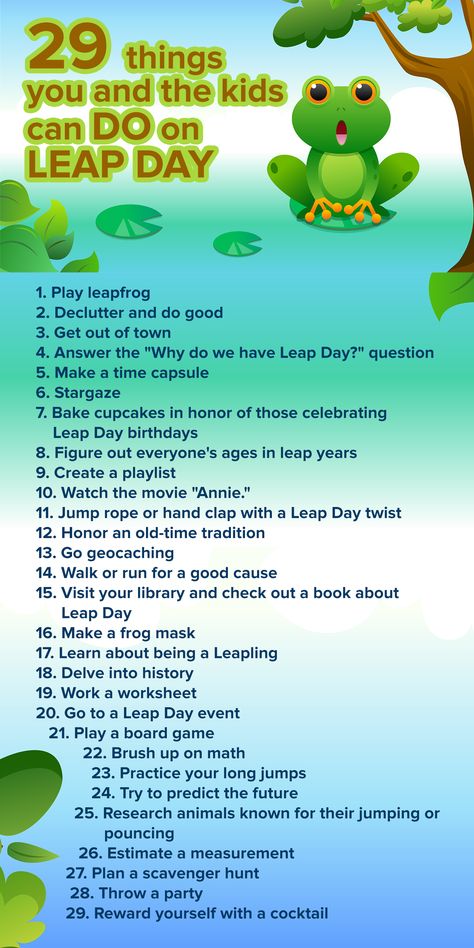 Celebrate Leap Day with these fun activity ideas for you and the kids. Leap Year Celebration Ideas, Leap Day Party Ideas, Leap Year Ideas, Leap Year Party, Leap Day Birthday Ideas, Leap Day Snacks, Leap Year Birthday Party Ideas, Leap Year 2024, Leap Year Crafts