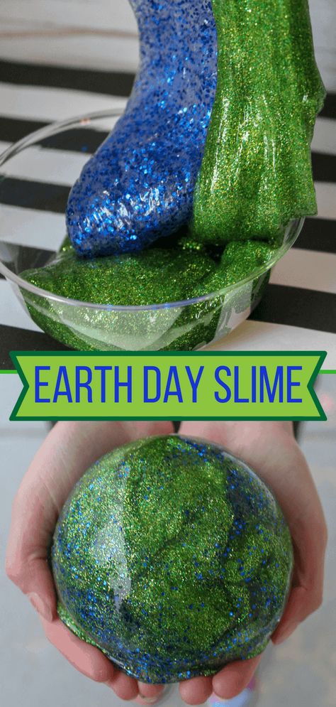 A blue bowl, with Earth Day slime Earth Week, Earth Day Projects, Slime Diy, Slime For Kids, Earth Day Crafts, Earth Day Activities, Glitter Slime, Slime Recipe, Diy Slime