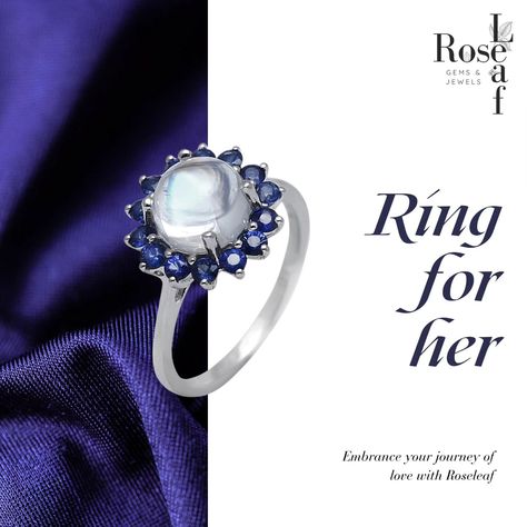 This stunning moonstone and sapphire ring is perfect for any special occasion. The moonstone is said to bring good luck and fortune, while the sapphires are said to represent wisdom and protection. This ring is sure to make her feel loved and cherished. Shop/Call Now! #roseleafgemsandjewels #naturesbeauty #roseleaf #gemsandjewels #gemstones #gems #jewelry #crystals #diamonds #gemstonejewelry #handmade #crystalhealing #handmadejewelry #minerals #crystal #necklace #jewelrydesign #healingcryst... White Gold Sapphire Ring, Bring Good Luck, Rose Leaves, Feel Loved, Ring Fashion, Quartz Ring, Crystal Shop, Gems Jewelry, Ring Jewelry