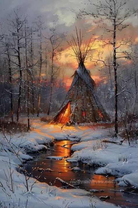 Native American Painting Ideas, Paintings Of Native Americans, Ranch Life Country Living, Native American Teepee Art, Native American Watercolor Paintings, Native American Tipi Art, Teepee Paintings Native American, American Wallpaper, American Indian Artwork