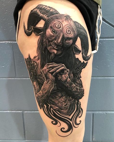 Back to back days on this Pans Labyrinth Faun and took home Tattoo of the Day. Thanks @bradawe for another awesome show! . . . . #faun #panslabyrinth #blackandgreytattoo #bnginksociety #hubcitytattooexpo Faun Tattoo, Pans Labyrinth Faun, Nc Tattoo, Tattoo Realism, Creepy Tattoos, Tattoo Traditional, Different Tattoos, Home Tattoo, Tattoo Meaning