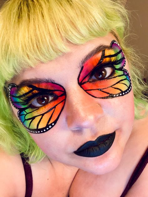 Rainbow Butterfly Makeup, Butterfly Songs, Butterfly Makeup, Penelope Garcia, Butterfly Eyes, Butterfly Costume, Pride Makeup, Rainbow Butterfly, You're Awesome