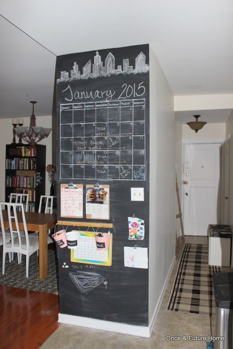 DSB: Chalkboard Command Center in the Kitchen Chalkboard Command Center, Family Organisation, Chalkboard Wall Kitchen, Chalkboard Paint Wall, Kitchen Blackboard, Herbalife Club, Chalkboard Wallpaper, Concrete Studio, Command Center Kitchen