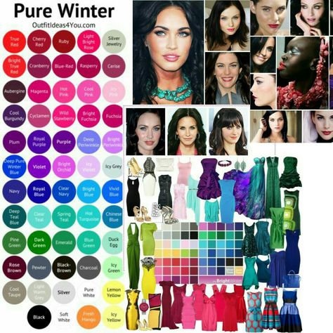 My colors Clear Winter Palette, True Winter Palette, Color Analysis Winter, True Winter Color Palette, Winter Skin Tone, Cool Winter Color Palette, Deep Winter Palette, Deep Winter Colors, Winter Palette