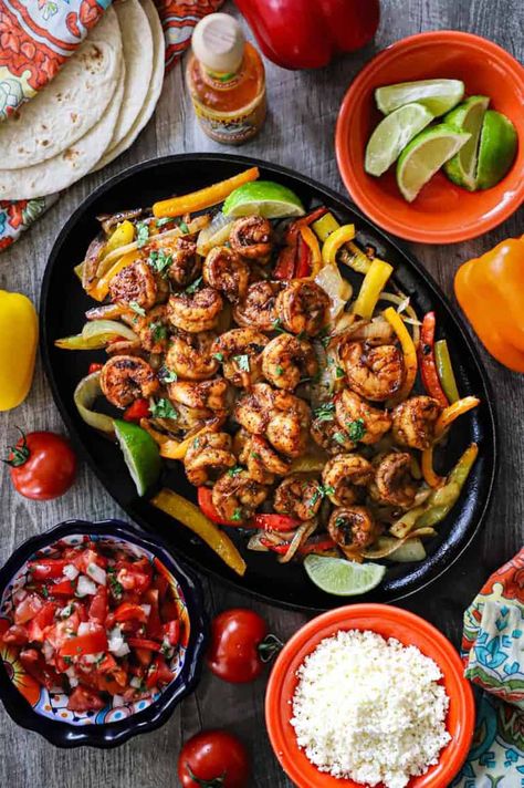 Best-Ever Shrimp Fajitas | How To Feed A Loon Seasoned Shrimp, Shrimp Fajitas, Marinated Shrimp, Shrimp Ceviche, Vegetarian Thanksgiving, Sweet Peppers, Shrimp Seasoning, Fajita Recipe, Steak Fajitas