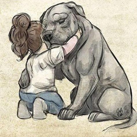 Little girl hugging her #dog. ❤️ Pitbull, A Dog, A Girl, The Day, Dogs