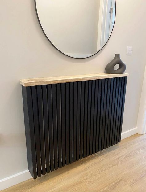 Radiator Shelf, Hallway Colours, Home Hall Design, Radiator Cover, Diy Pallet Furniture, Wainscoting, Hallway Decorating, Front Room, Modern House Exterior