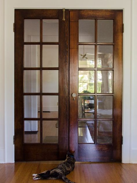 French Doors To Office, Glass French Doors Interior, French Doors Office, Old French Doors, Oak French Doors, Wood French Doors, Solid Oak Doors, Glass French Doors, French Doors Patio