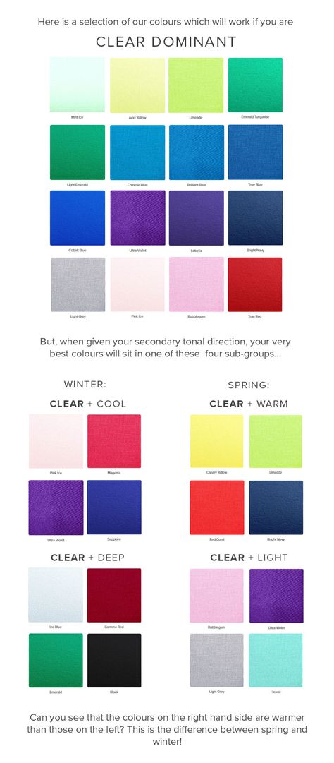 Clear Winter Color Palette Outfits, Clear Spring Palette, Clothing Palette, Bright Winter Outfits, Cool Winter Color Palette, Deep Winter Colors, Posters Minimalist, Clear Winter, Clear Spring