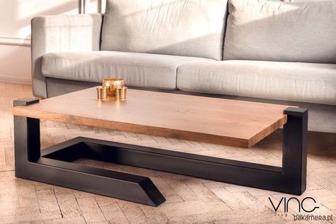 Solid Oak Coffee Table, Welded Furniture, Wood Table Design, Solid Coffee Table, Metal Furniture Design, Furniture Design Wooden, Iron Furniture, Household Furniture, Oak Furniture