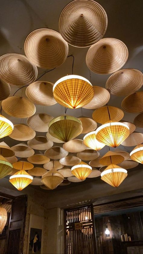 Filipino Restaurant Interior Design, Asian Restaurant Interior Design, Chinese Cafe, Rattan Lamps, Asia Restaurant, Asian Cafe, Rattan Pendant Lights, Restaurant Design Inspiration, Indochine Style