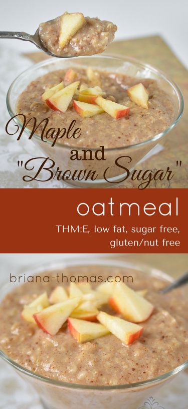 Maple and "Brown Sugar" Oatmeal (E) ~ #THM #TrimHealthyMama #SugarFree #LowFat #TheLaundryMoms Maple And Brown Sugar Oatmeal, Trim Healthy Mama Breakfast, Breakfast Crockpot, Brown Sugar Oatmeal, Thm Breakfast, Trim Healthy Recipes, Trim Healthy Mama Plan, Trim Healthy Momma, Maple Brown