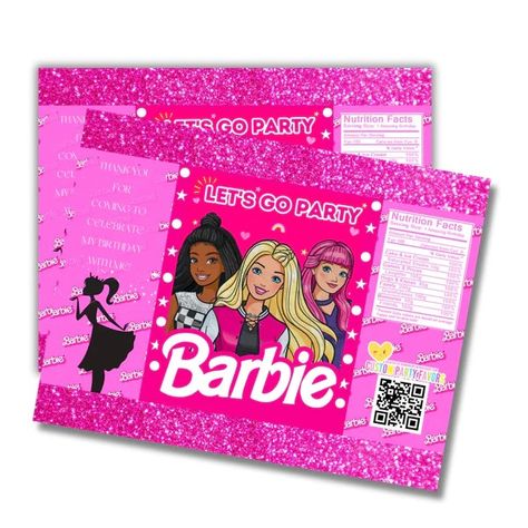 Free Barbie Party Printable Treat Bag| Chip Bag:Add a Magical Touch to – Hanging with the Kiddos Barbie Chip Bag Template, Aladdin Birthday Party, Diy Favors, Chip Bag Template, Birthday Treat Bags, Pink Party Favors, Free Barbie, Barbie Printables, Thank You Bags