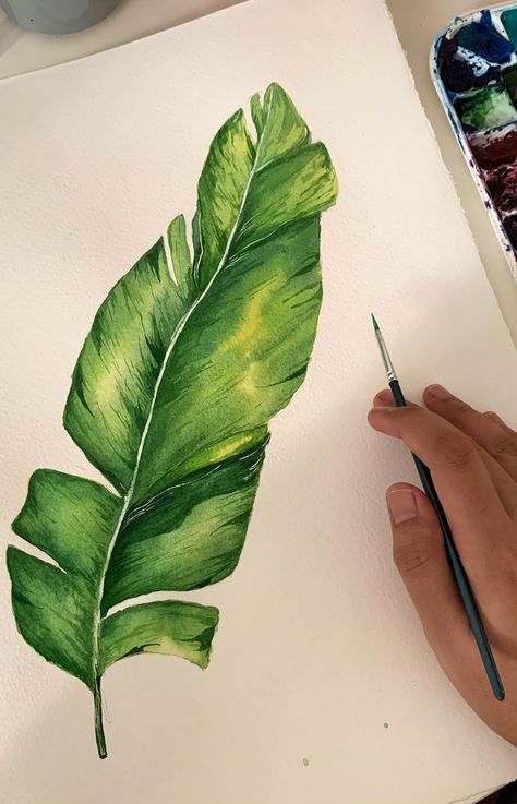 Big Leaf Plants, Big Banana, Banana Leaf Art, Surfboard Painting, Tropical Elements, Leaves Sketch, Symbolic Art, Hawaiian Art, Banana Plants