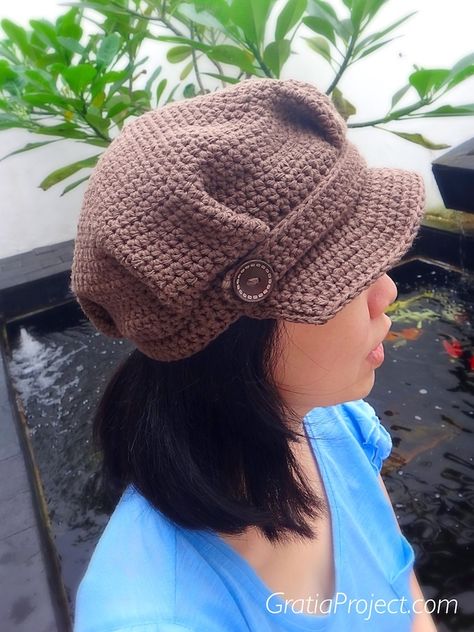 newsboy-hat-crochet-pattern Free Crochet Newsboy Hat Pattern, Crochet Newsboy Hat Free Pattern, Crochet Newsboy Hat Pattern, Newsboy Crochet Hat, Crochet Brim Hat, Newsboy Hat Crochet, Learning Fashion, Newsboy Hat Pattern, 2024 Crochet