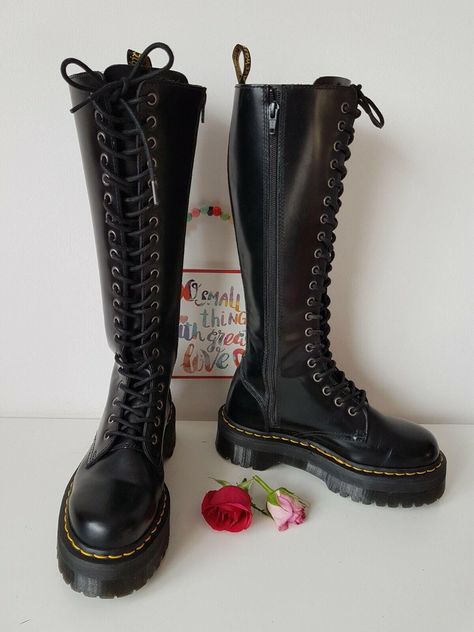 I have a selection of more than 500 pair of RARE, VINTAGE Dr Martens boots. Please visit my SHOP to check out my other DOCs. I will be listing new ones every day.  Rare Dr Martens Britain black 20 eye 1b60 platform tall knee high zip UK5 EU38 Let me know in case you have any questions Rare Dr Martens, Doc Martens Women, Vintage Dr Martens, Martens Boots, Dr Martens Boots, Character Inspo, Doc Martens, Dr. Martens, Boot Shoes Women