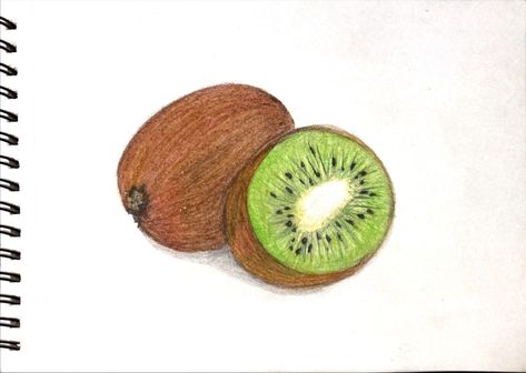 Kiwi Drawing, Vegetables Drawing, Vegetable Drawing, Kiwi, Pencil Drawings, Easy Drawings, Crayon, Art Journal, Placemats