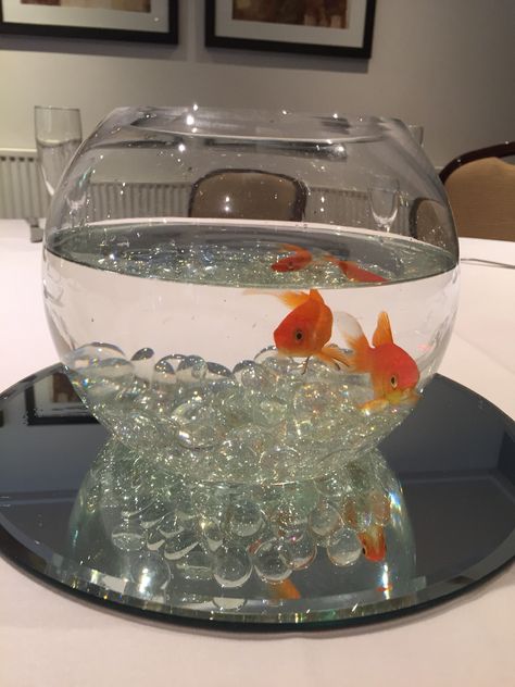 Fish Tank Centerpiece, Live Fish Centerpieces, Fish Bowl Ideas, Fish Bowl Decorations, Cool Fish Tank Decorations, Fish Centerpiece, Glass Fish Tanks, Fish Tank Terrarium, Cool Fish Tanks