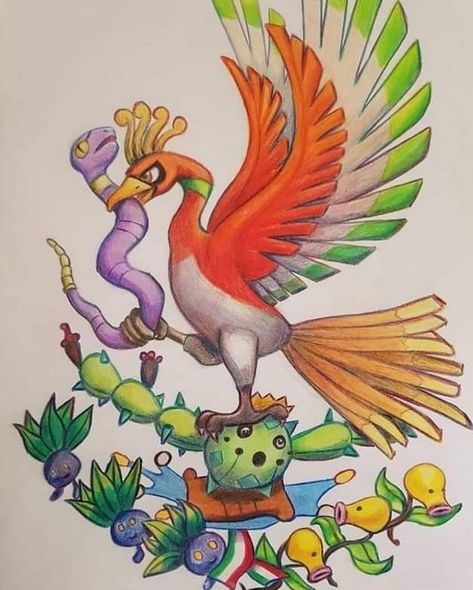 Next Tattoo #México #Pokemon Ice Pokemon, Mexican Eagle, Pokemon 20, Mexican Flags, In Memes, Pokemon Fan, Colorful Drawings, Pokemon Go, Digimon