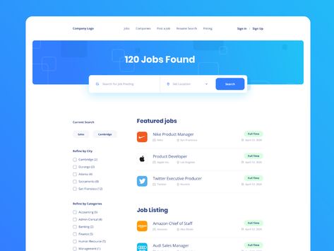 We were recently approached by a provider of a Job Search Platforms, tasked to design a minimal theme to use in their package.This is the job search result page.Can't share too many details yet... Dashboard Design Template, Search Ui, Web Design Jobs, List Website, Job Website, Ui Design Website, List Of Jobs, Search Page, Job Portal