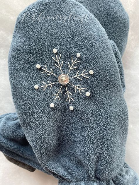 Blue Sweater Embroidery, Denim Mittens Diy, Embroidery On Mittens, Mittens With Embroidery, Upcycled Sweater Mitten Pattern, Sun Dogs, Quilt Coat, Sweater Mittens, Dog Sweater