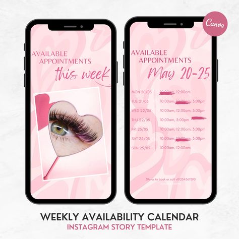 Weekly Availability Calendar, Nail Tech Appointments Calendar, Beige Silk Available Appointments, Instagram Story Calendar Template Lashes Instagram Story Calendar, Available Appointments, Calendar Cute, Appointment Calendar, Lash Tech, Calendar Templates, Beige Silk, Schedule Template, Cover Template