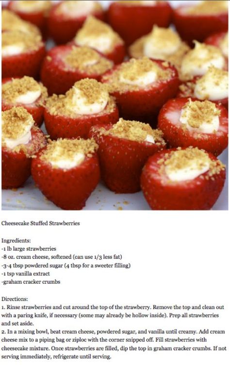 mc-random-4 : theBERRY Snack Recipes Easy, Cheesecake Stuffed Strawberries, Healthy Meal Recipes, Stuffed Strawberries, Easy Snack Recipes, Meal Recipes, Strawberry Cheesecake, Sweets Treats, Recipes Easy