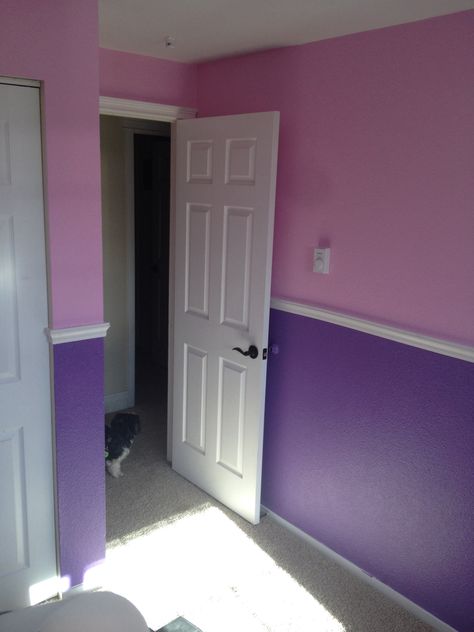 Baby girl room colors Pink And Purple Room Paint, Purple Painting Ideas Bedroom, Pink And Purple Painted Room, Pink Girls Room Paint, Girls Room Paint Ideas, Pink And Purple Room, Purple Girls Room, Girls Room Paint