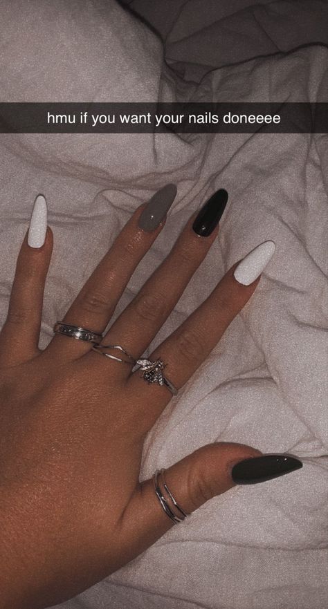 Green Black And White Nails, Cute Black Nails Ideas, Black Coffin Nails, Black Acrylic Nails, Simple Gel Nails, Simple Acrylic Nails, Cute Acrylic Nail Designs, Acrylic Nails Coffin Pink, Elegant Nails