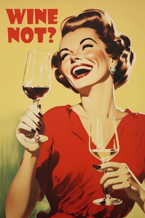 Vintage Drink Poster, Kitchen Posters Decor, Vintage Kitchen Posters, Posters For Bar, Drinking Poster, Joyful Woman, Coffee Merch, Women Drinking Wine, Digital Advertising Design