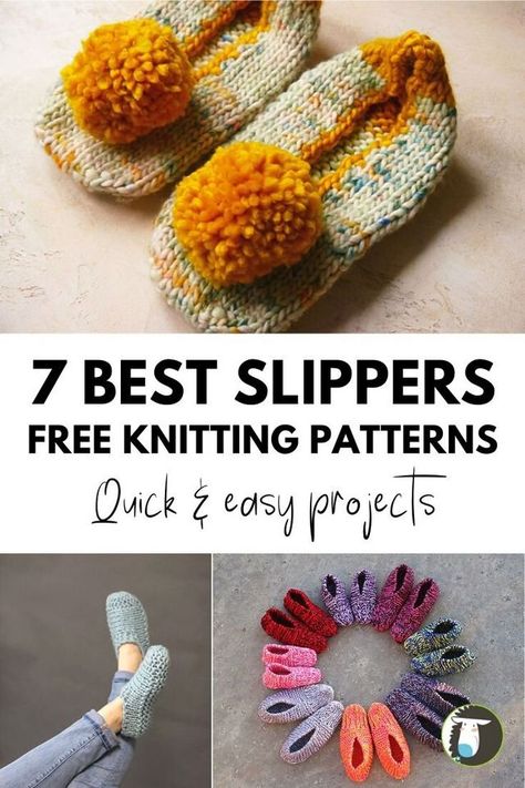 7 Best Slippers Free Knitting Patterns | NobleKnits Knitting Blog | Bloglovin’ Knitting Projects Free, Knit Slippers Free Pattern, Knitted Slippers Pattern, Knitting Patterns Free Beginner, Best Slippers, Easy Knitting Projects, Beginner Knitting Patterns, Knitting Blogs, Sock Knitting Patterns