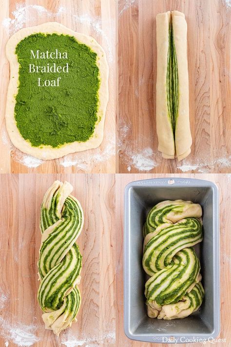 A freshly baked breaded loaf bread filled with delicious matcha filling. It is one of the best ways to enjoy quality matcha. Matcha Bread, Deserturi Raw Vegan, Matcha Dessert, Green Tea Recipes, Bread Shaping, Matcha Recipe, Bread Bun, Dessert Bread, Bread Recipes Homemade